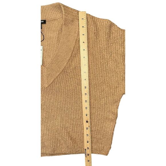NWT Express V-Neck Faux-Fur Cuff Stretch Gold Sweater XS - Picture 2 of 6